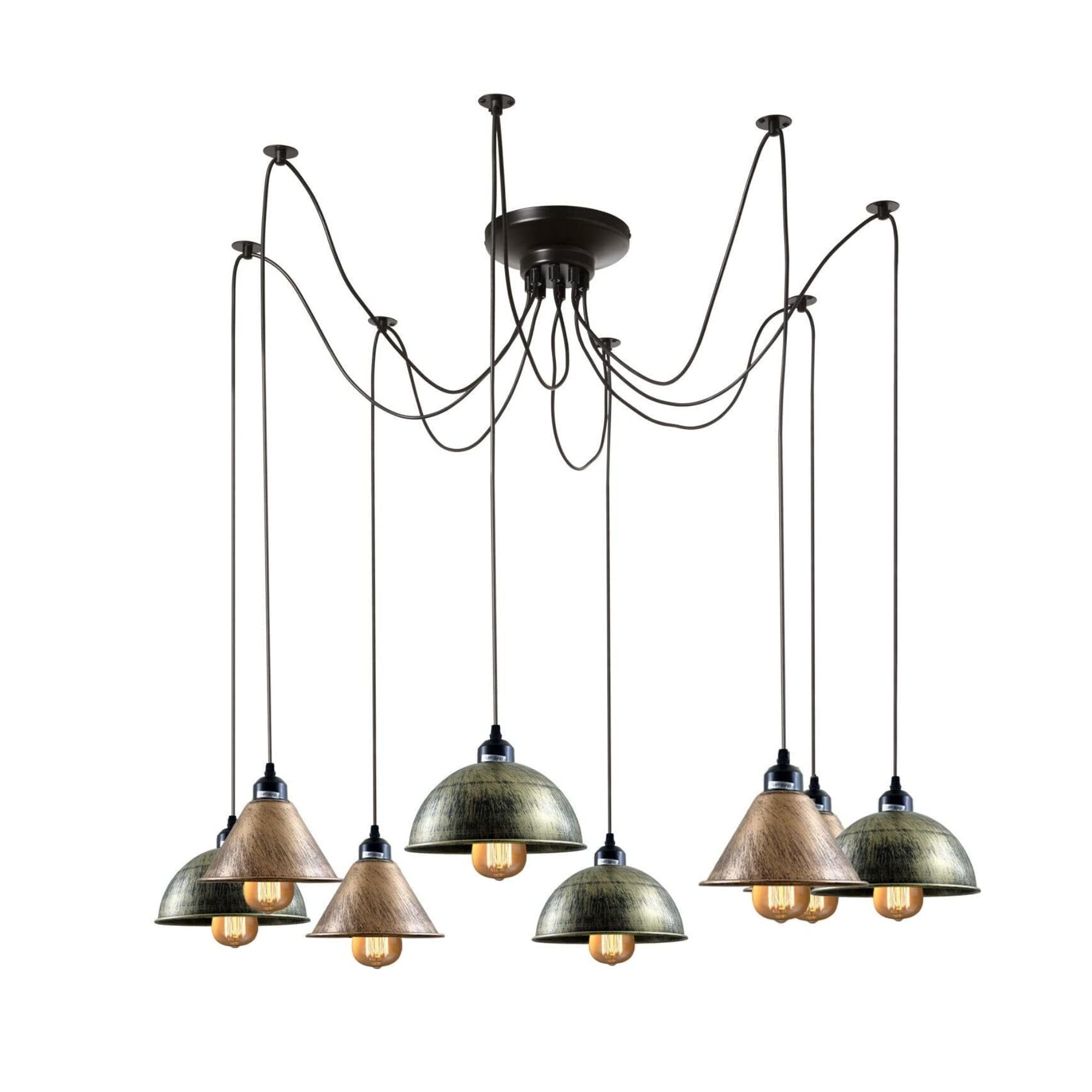 LEDSone 8 Head Spider Pendant Light with Adjustable 2m Cables, E27