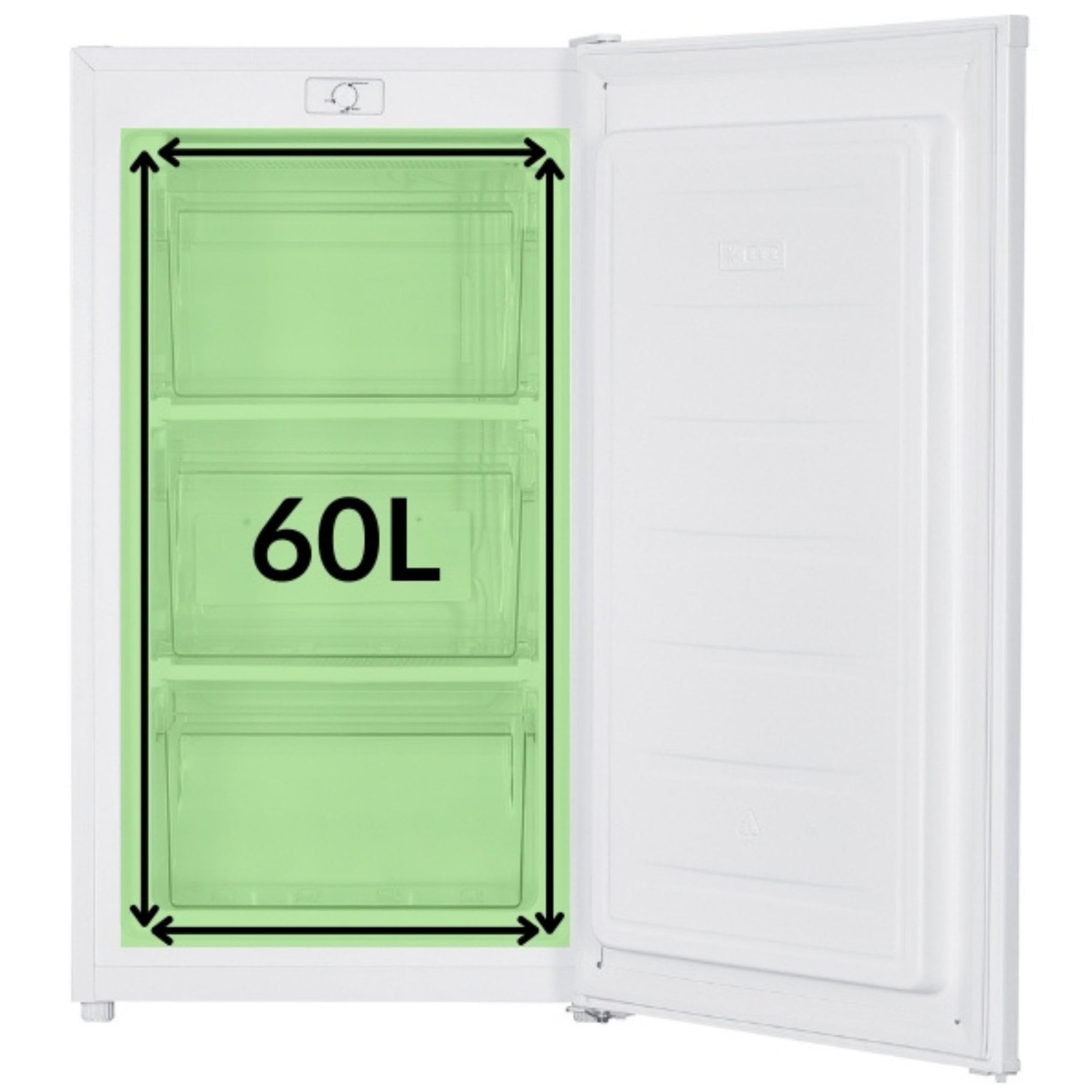 HYE Under Counter Freezer - 60L Freezer, 85CM Height, 48CM Width, Quiet 40 dB Operation, Freestanding Design, White, Ideal For Smaller Homes & Apartments - RF01UCFR60W01 - 5