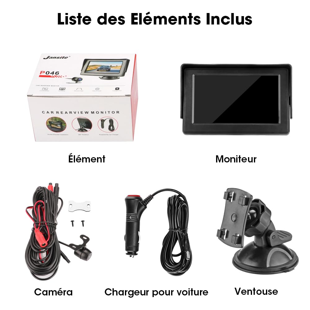 Caméras de Recul pour Voiture avec écran LCD 4,3" - Caméra de recul étanche IP68 - Système d'aide au stationnement