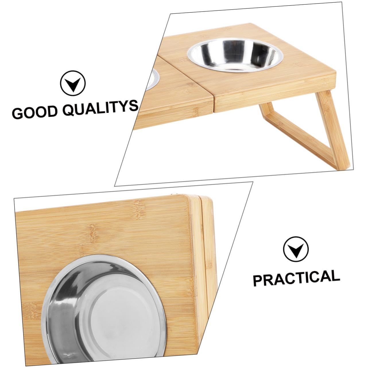 Yardwe 1pieza Comedero Doble para Perros y Gatos Soporte De Acero Inoxidable Diseño Fácil De Limpiar y Resistente Deformaciones