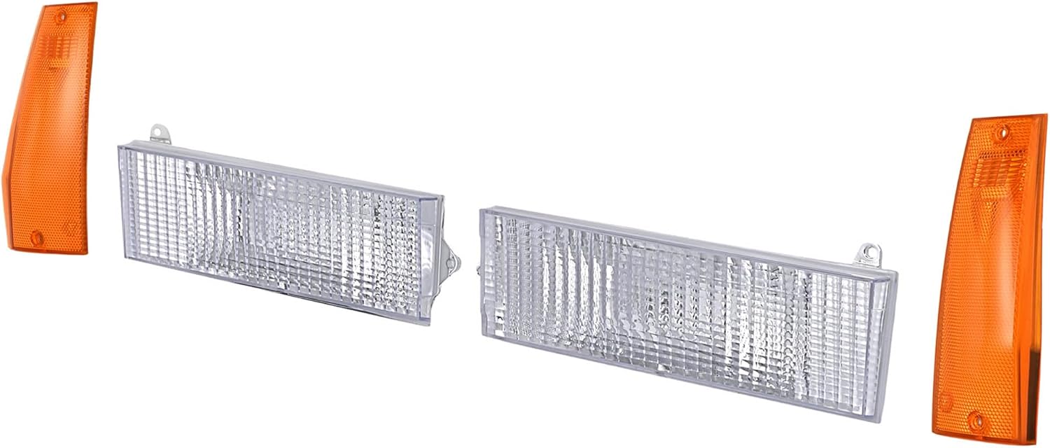 HECASA Pair Turn Signal + Side Marker Light Compatible with 1991-1996 Jeep Cherokee Comanche Replacement for CH2551113 CH2550113 CH2531101 CH2530101 Clear Lens Signal Lamp Amber Lens Marker Lamp 4 Pcs