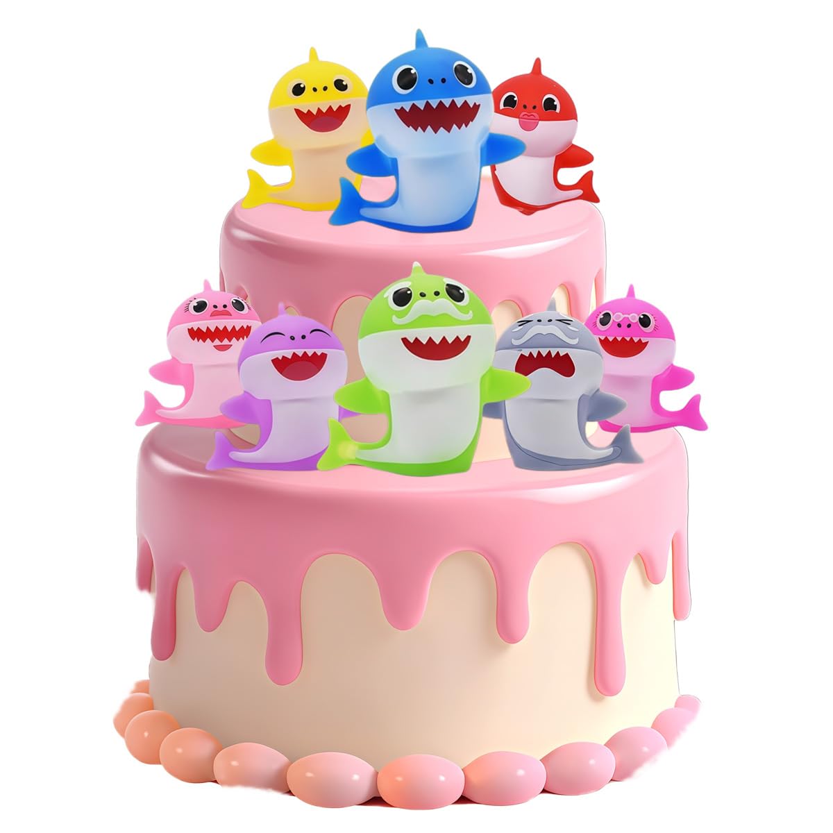 HAUZMLL Shark Birthday Decoration Set, Shark Party Supplies, Cake Topper, Party Cake Decoration Deliveries, Birthday Party & Baby Shower & Shark Theme Baking Cake Toppers