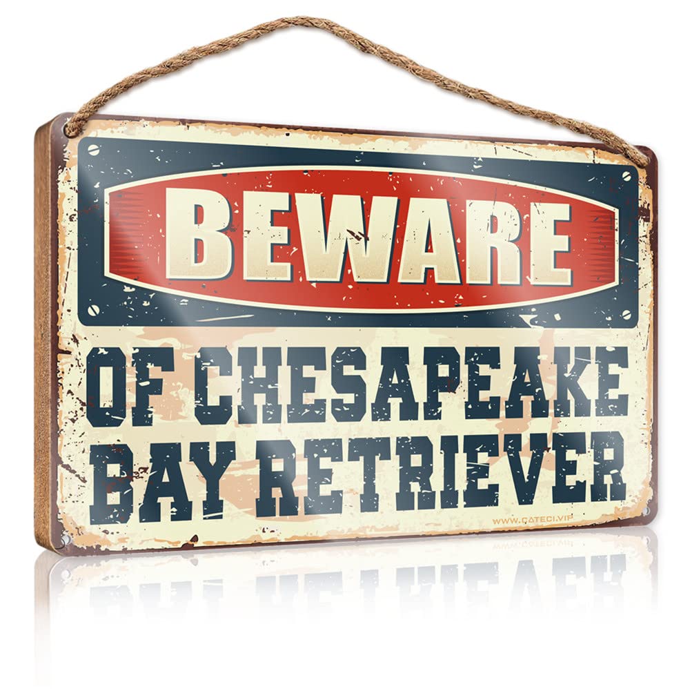 FZFN Funny Home Decor For Door Beware Of Chesapeake Bay Retriever Wooden Sign Funny Bedroom Decor Porch Decorations Outdoor(15X28CM)