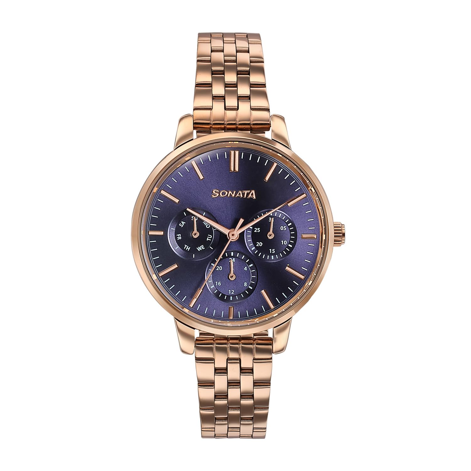 Sonata Verve Quartz Analog with Navy Blue Dial Rose Gold Sheet Metal Strap Watch for Women - 87102WM01-image-21
