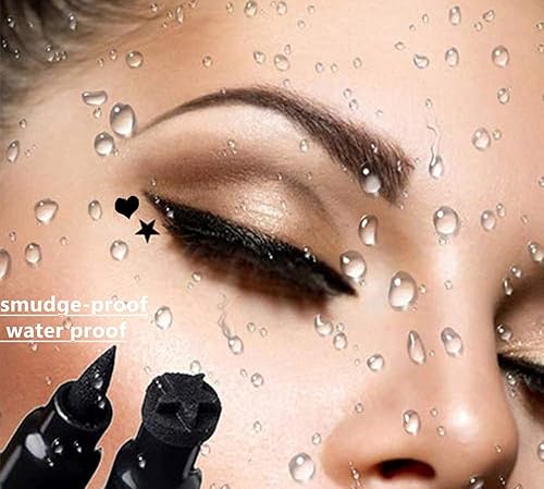 Miniatura 2 de Go Ho 6 lápices de delineador de ojos líquido negro delineadores de ojos punta de fieltro súper delgada de doble cara sombra de ojos de alta