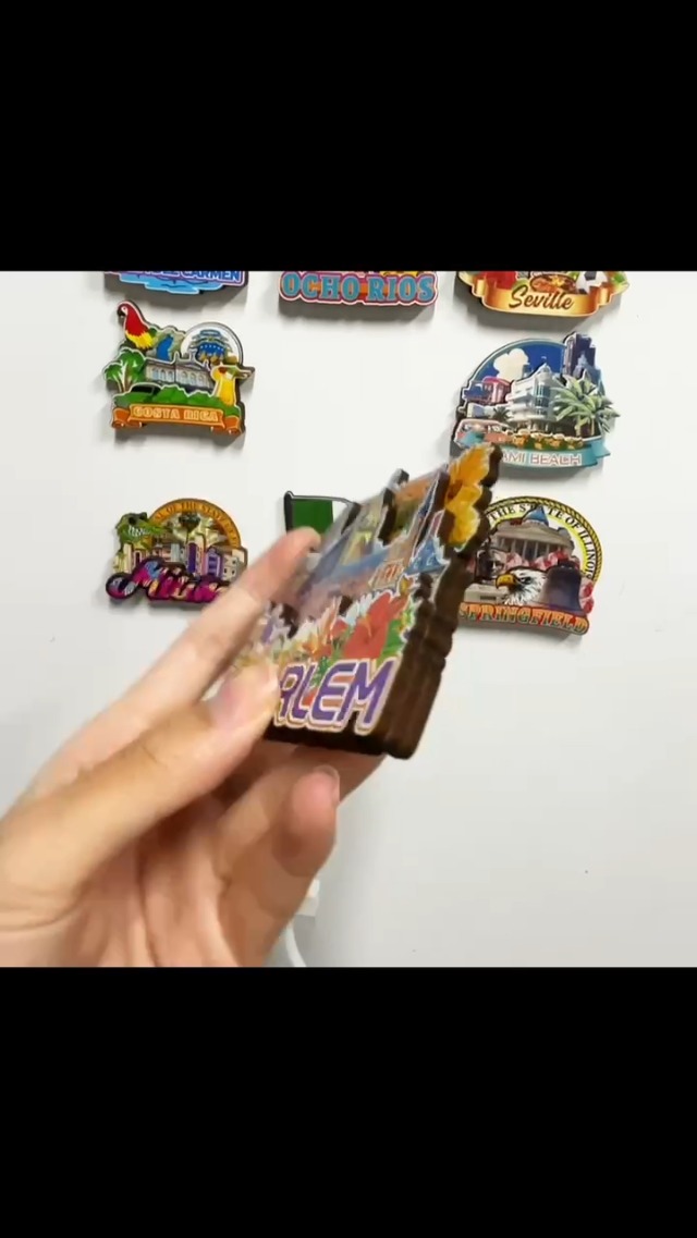 Imán de nevera tridimensional de madera Nassau Bahamas miniatura 5