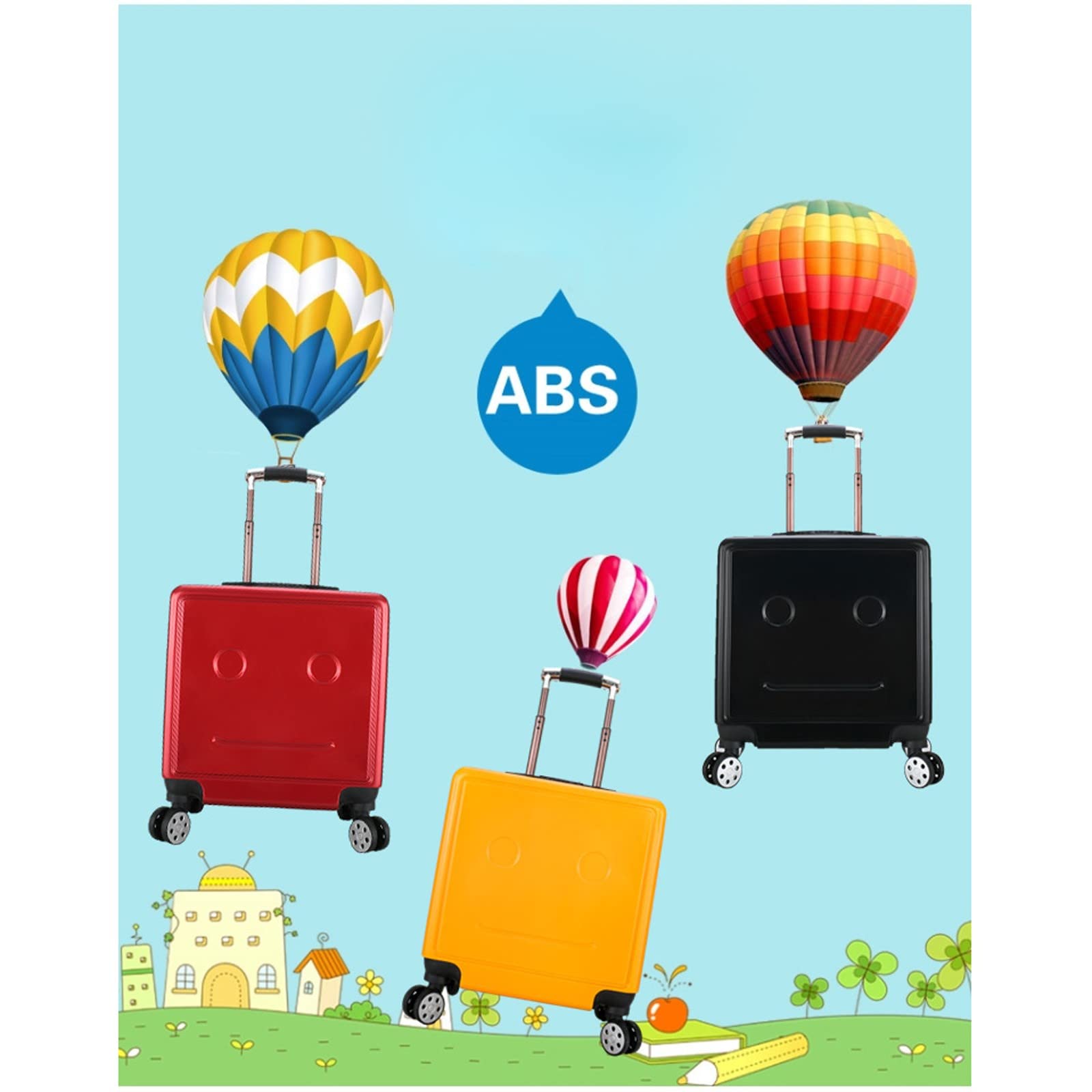 Equipaje para niños Maleta con Ruedas Universal silenciosa de Doble Fila de Dibujos Animados de 18 Pulgadas Maleta con Ruedas para niños pequeños Multicolor Opcional(Color:Yellow)