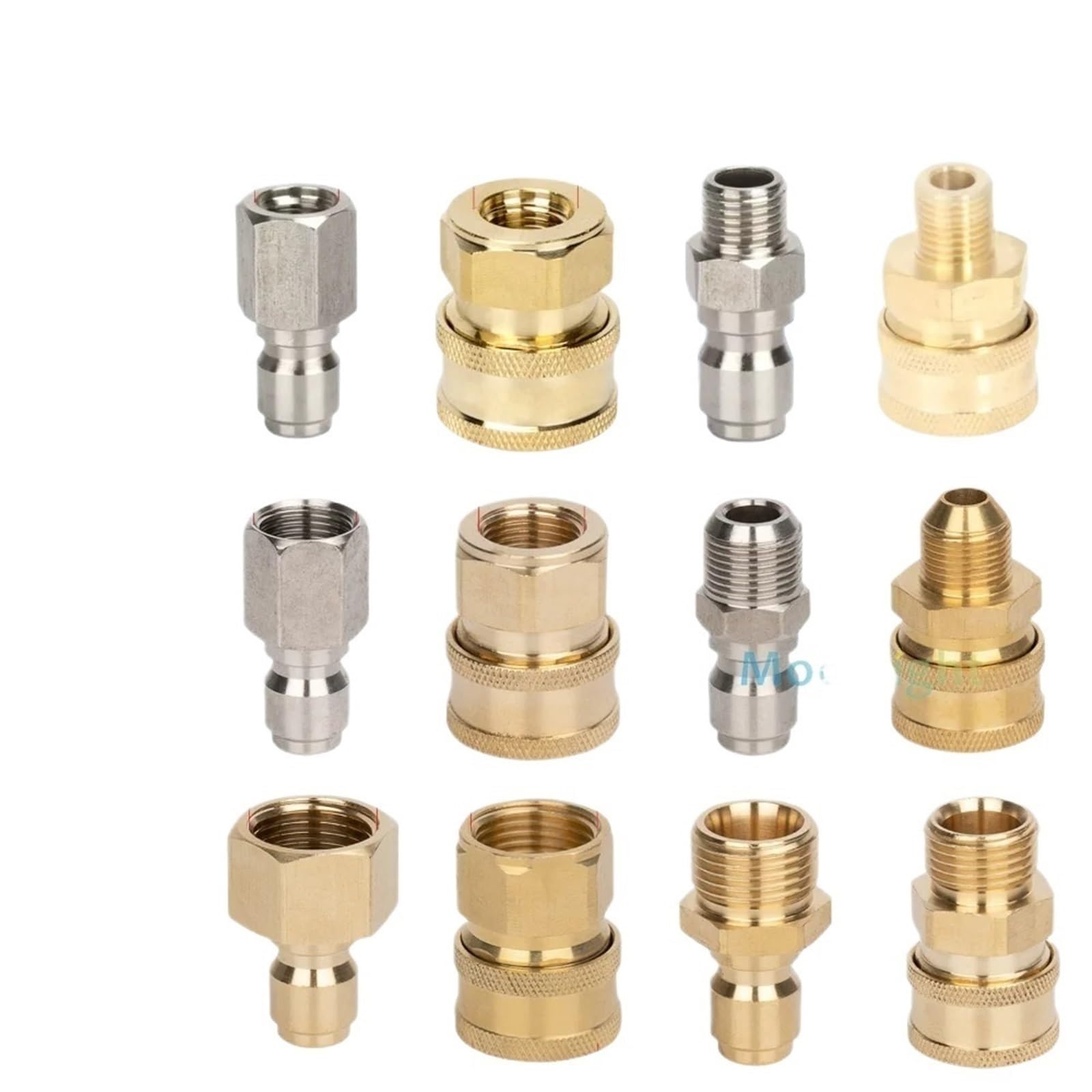 Conector rápido de alta presión de 1/10.2 cm 3/20.3 cm 1/5.1 cm adaptador de arandela de coche, pistola de agua, acopladores hidráulicos para riego de jardín (3l8 hembra-M (latón))