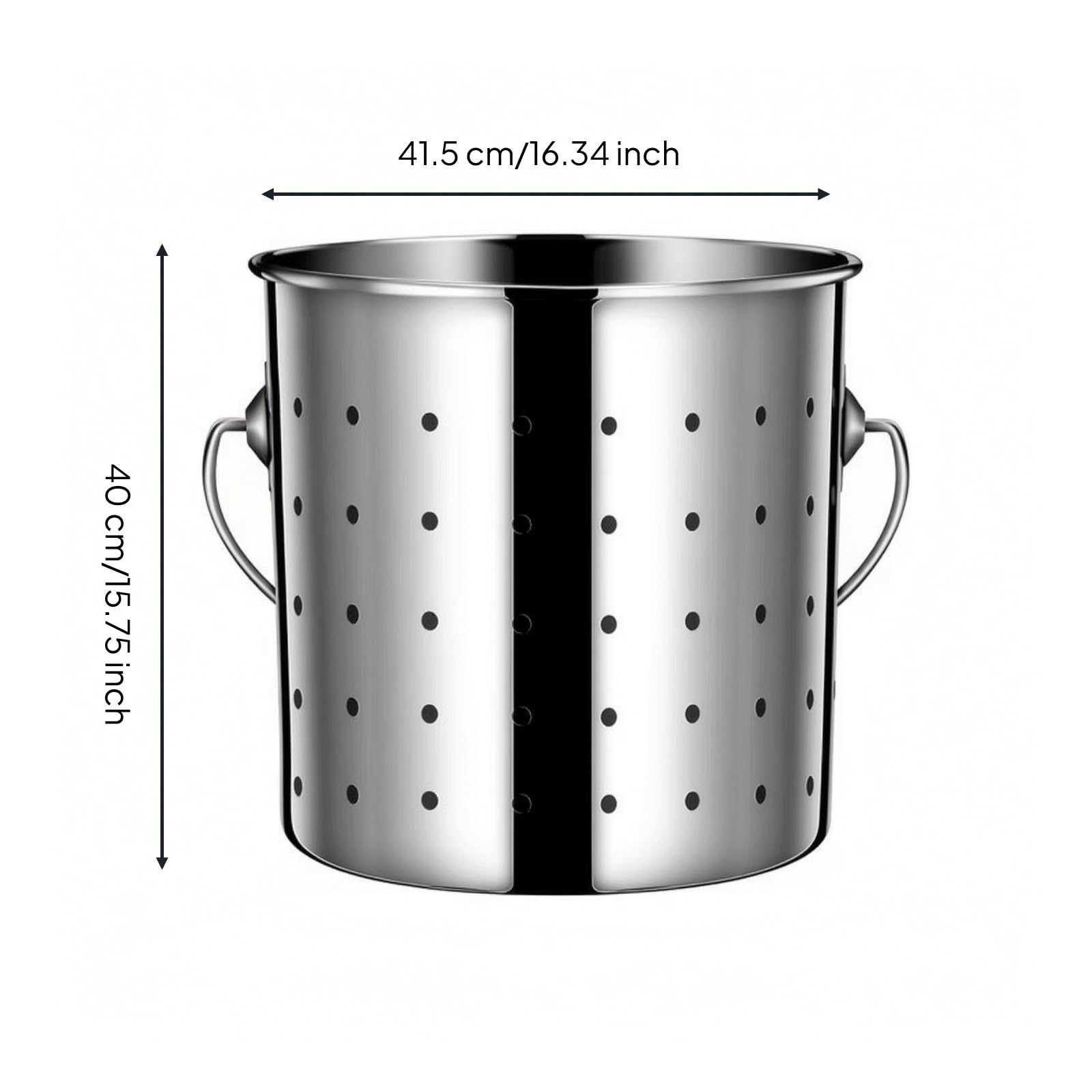 Cubo Drenaje Acero Inoxidable Resistente Cubo sinfección Perforado Práctico Colador Cilíndrico Acero Inoxidable, 40CM