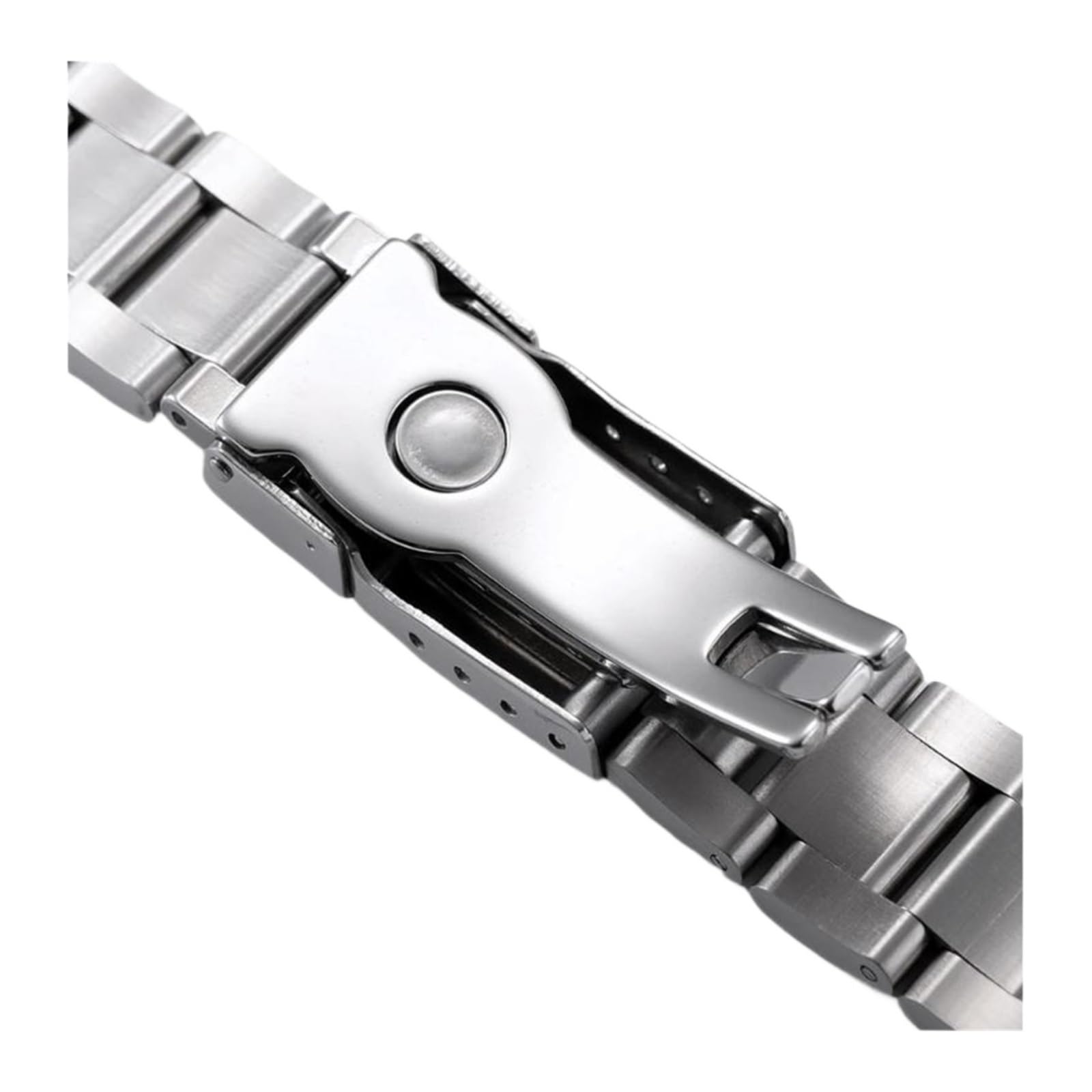 Bracelet de montre en métal avec extrémité incurvée de 20 mm - Fermoir pliable - Pour homme et femme