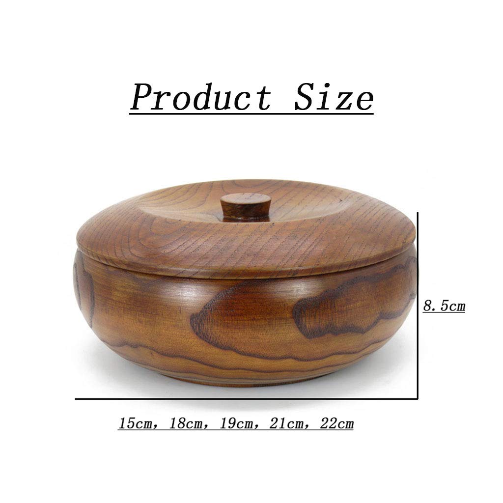 Ensaladera Madera Cuenco Frutero Tazones Aperitivos for Breakfast Serving Decoration con Tapa,15 * 8.5cm