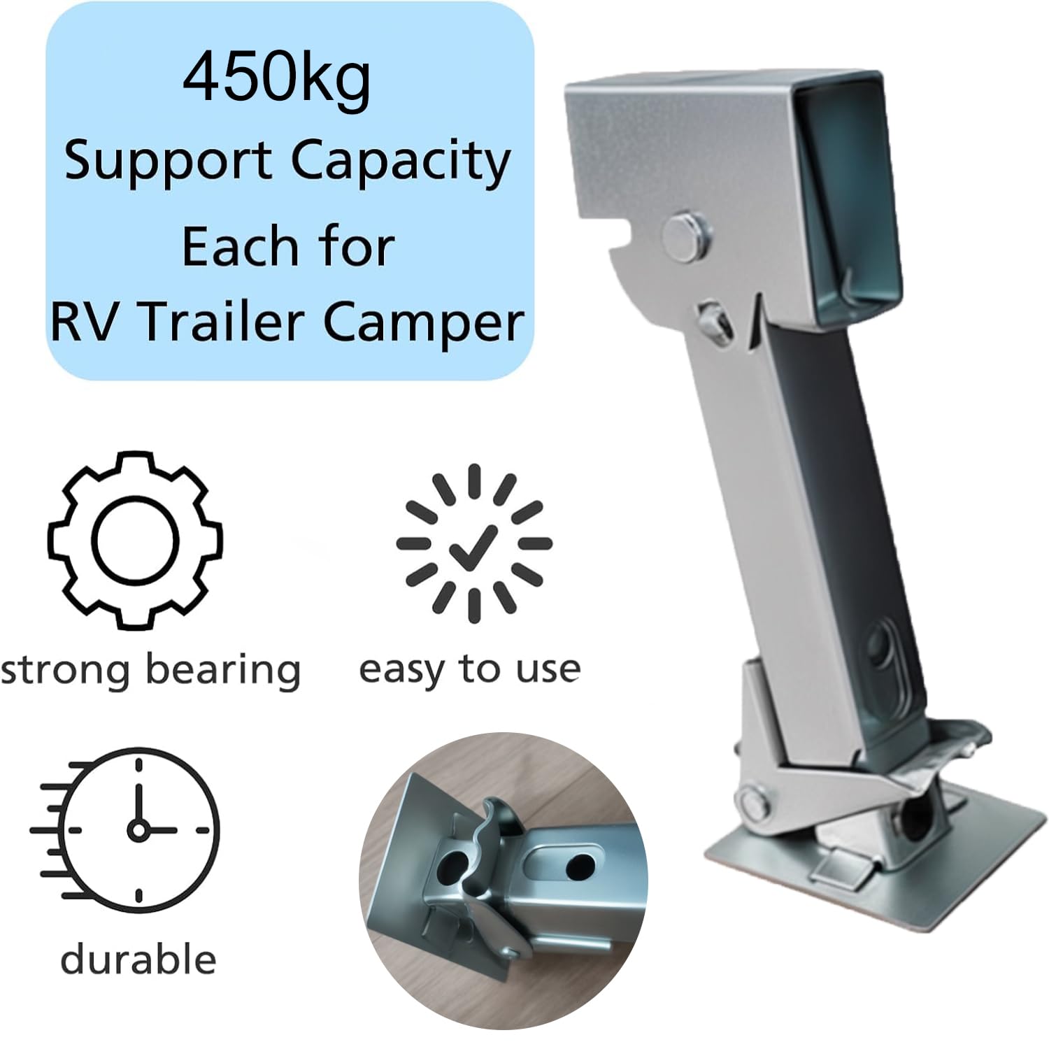2 Pezzi Stabilizzatore per Rimorchio,Martinetto Stabilizzatore per Camper,Portata 450 kg, per Rimorchi, Camper e Rimorchi per Moto