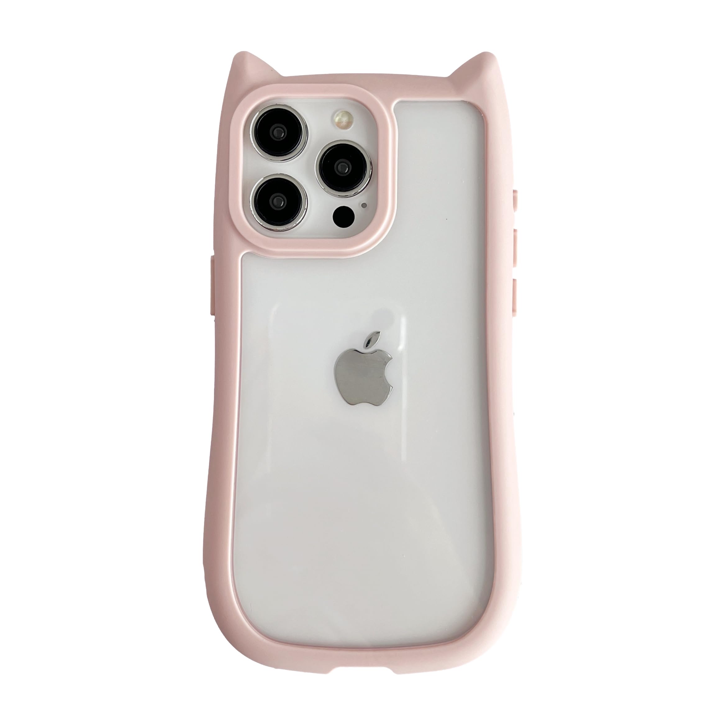 FLIRACON Cute Cat Ears Clear Phone Case Compatible with iPhone Case (Pink,for iPhone 16)