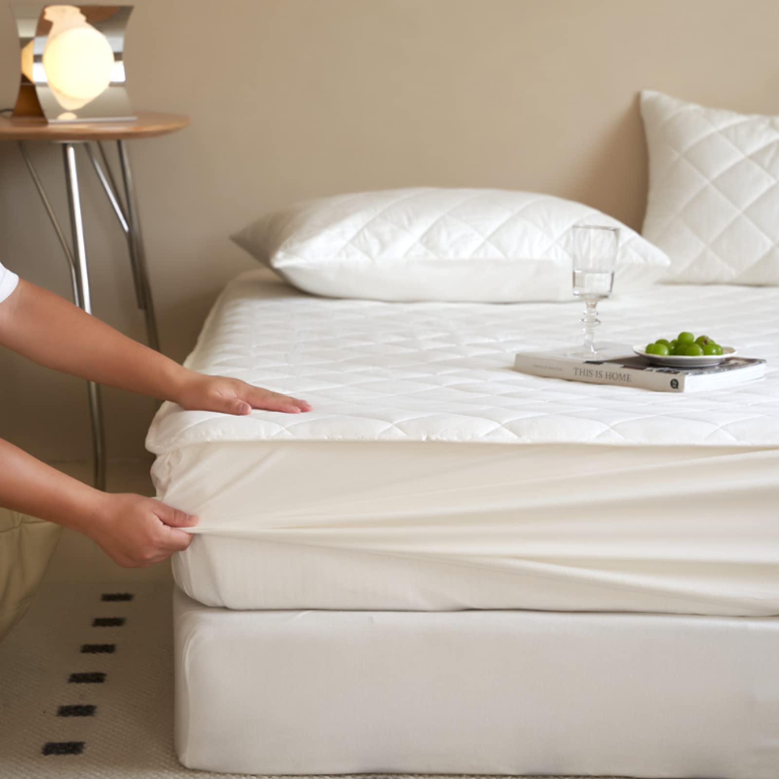 Sábanas bajeras extraprofundas para colchón, funda de colchón acolchada gruesa de algodón de color sólido, para dormitorio, habitación de invitados, vacaciones, hogar, gris oscuro, 180 x 200 cm