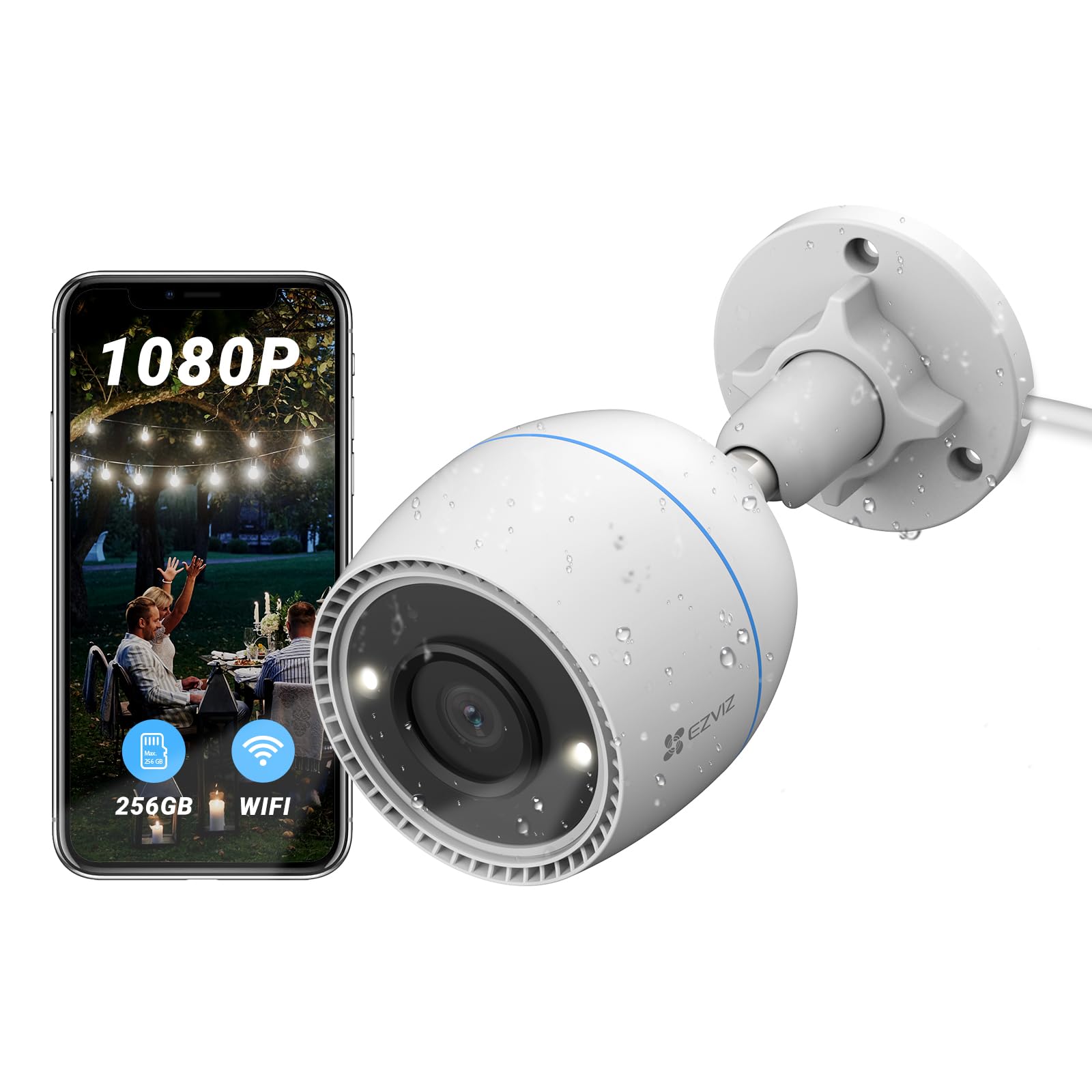 EZVIZ Camara de Vigilancia Exterior 1080P Cámara WiFi Exterior de Seguridad, C3TN Color Visión Nocturna, Detección de Movimiento y Alerta Instantánea, Defensa Activa, H.265, Compatible con Alexa, IP67