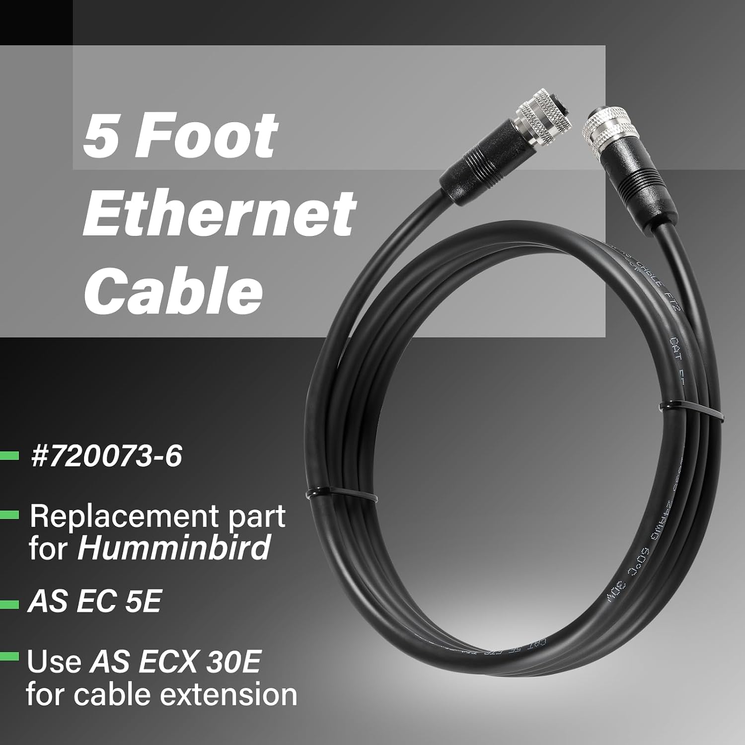 Usvehj 720073-6 5-Foot Ethernet Cable, Replace For Humminbird AS EC 5E...