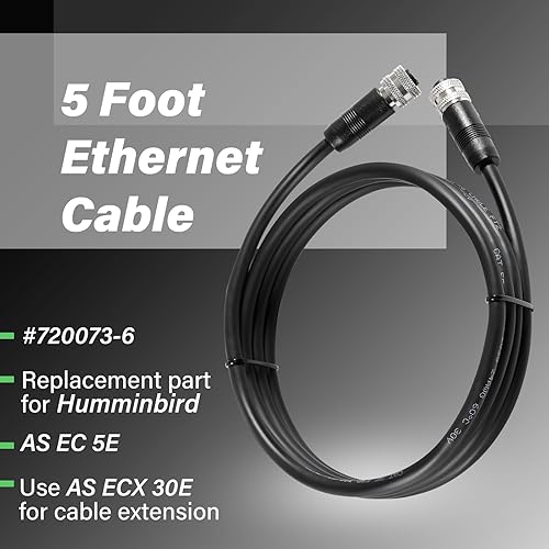 Miniatura 2 de Bzumperyz 720073-6 Cable Ethernet de 5 pies COMO EC 5E Reemplazar para Humminbird, Negro