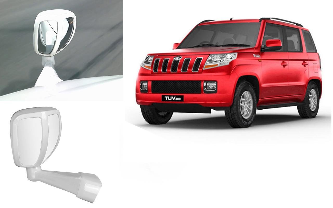 Auto Pearl Front Fender Wide Angle Mirror Bonnet Mirror Compatible with- TUV 300 (Small, White)