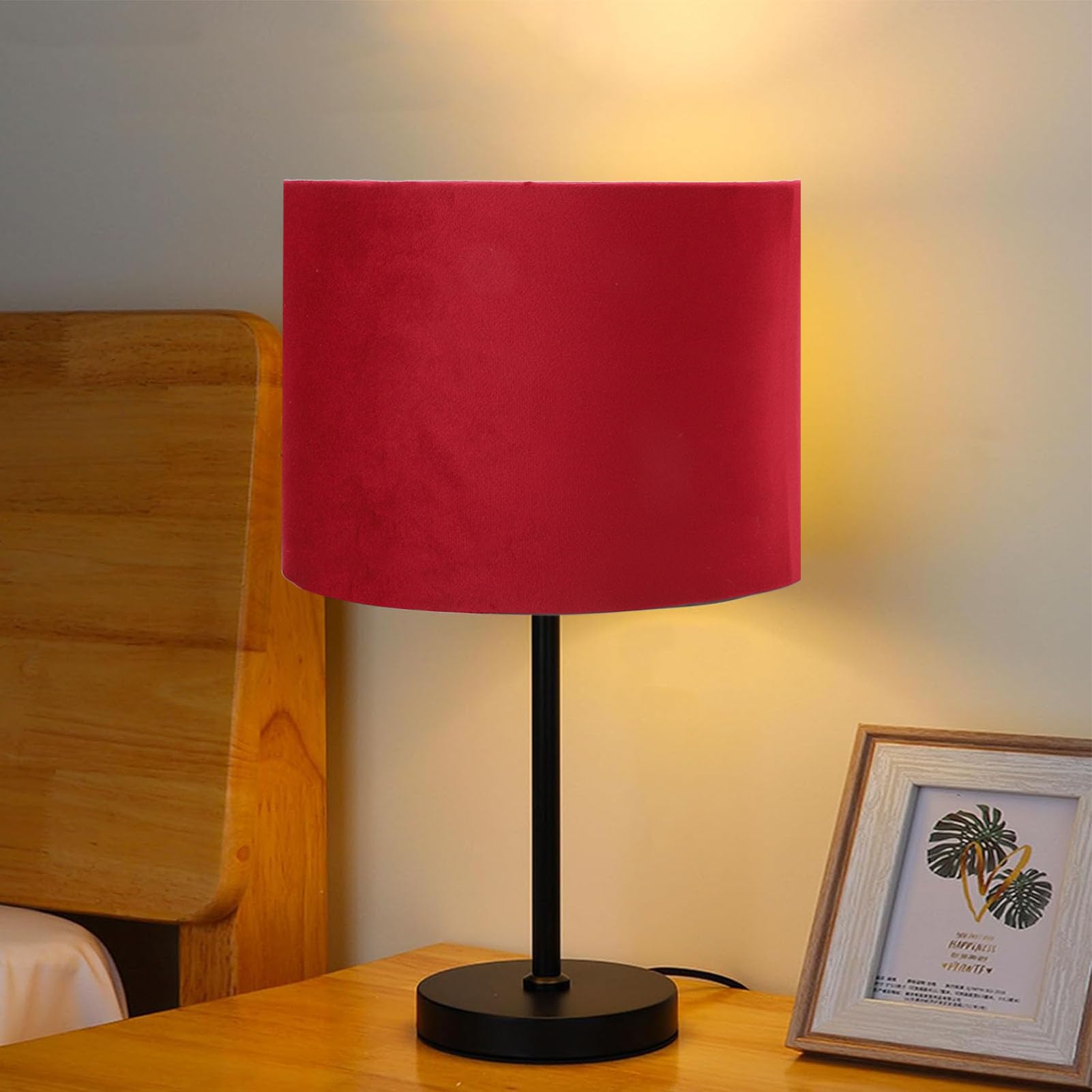 Hyuduo Oval Burgundy Fabric Lampshade for Table Lamps & Floor Lamps Universal Fit for E27 and E14 Fixtures - Image 2