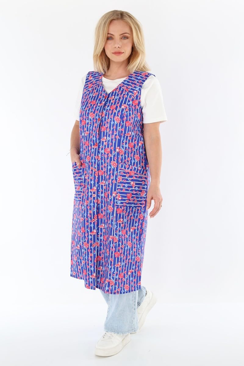 Knopfkittel Baumwolle bunt Kochschürze Hauskleid Kittel Schürze ohne Arm