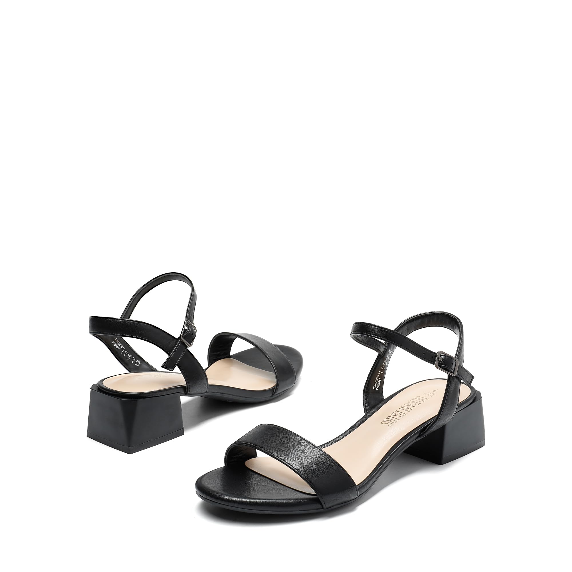 DREAM PAIRS Damskie niskie obcasy dla kobiet klasyczne otwarte palce pasek kostki blok masywny obcas sandały wakacje przyjęcie suknia ślubna czółenka buty
