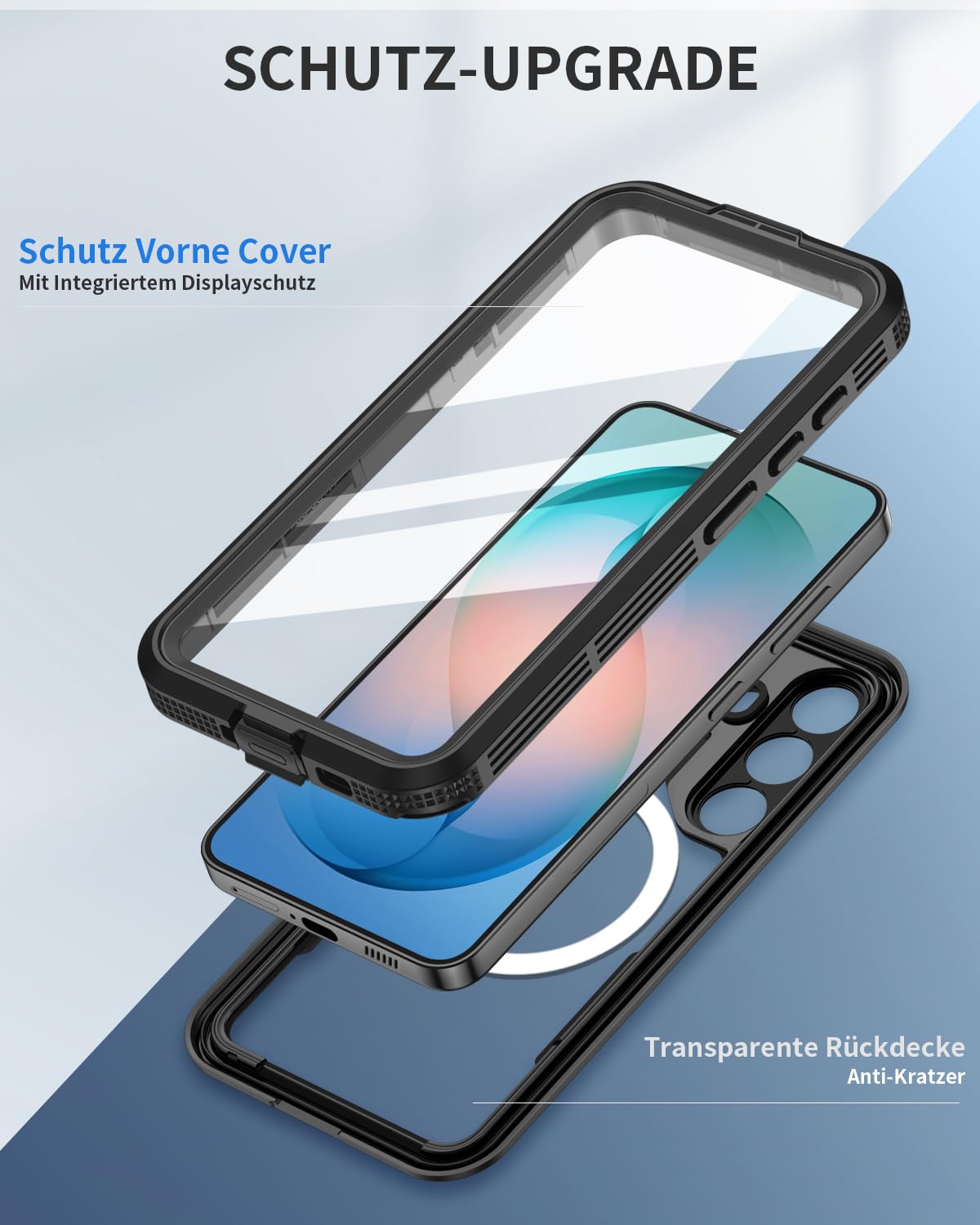 für Samsung Galaxy S26 5G Hülle Wasserdicht Kompatibel mit Magsafe, HandyHülle für Samsung S26 IP68 wasserdichte 360 Schutzhülle,Stoßfest Outdoor Panzerhülle mit Displayschutz,Schwarz