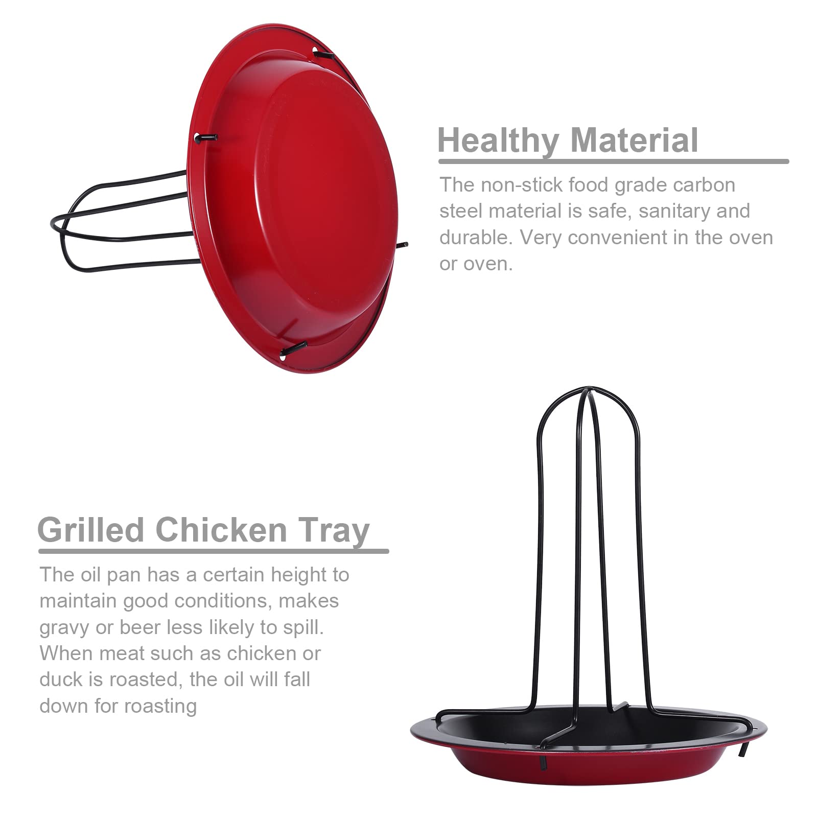 Yuecoom Non-Stick Vertical Chicken Cooking Grill Rack,Carbon Steel Chicken Roaster Holder Non Stick Chicken Grill Drip Pan with Vertical Rack Stand for Grill Oven BBQ