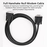 Vista 5 de DTech DB9 RS232 - Cable serie macho a macho, cable de módem nulo, cruce de 7 cables para comunicación de datos (5 pies, negro)