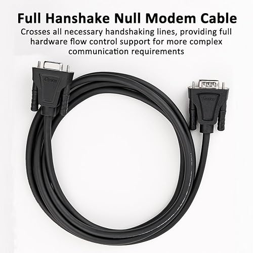 Miniatura 5 de DTech DB9 RS232 - Cable serie macho a macho, cable de módem nulo, cruce de 7 cables para comunicación de datos (5 pies, negro)