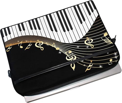 Miniatura 4 de Piano musical dorado clave nota musical 13 13.3 14 pulgadas portátil hombro mensajero caso maletín con asa correa para hombres mujeres