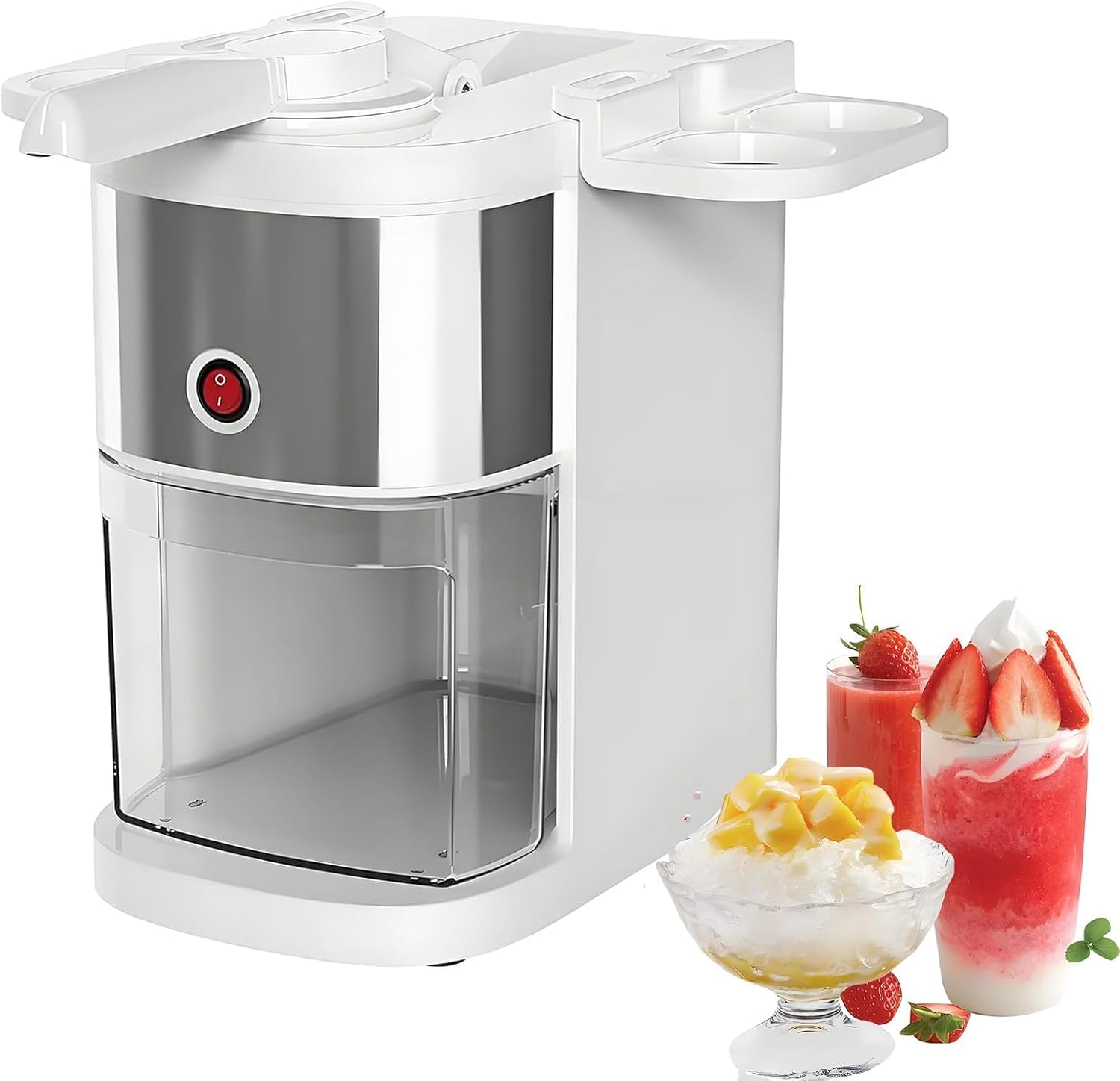 Professioneller Eiszerkleinerer, 200-W-Slush-Maschine, Mit 2,5-l-Eiskübel, Edelstahl-Doppelklingen, Schnelle Eiszerkleinerung, Hohe Leistung 80 Kg/h, 7 cm Einfüllöffnung, Für Slushies