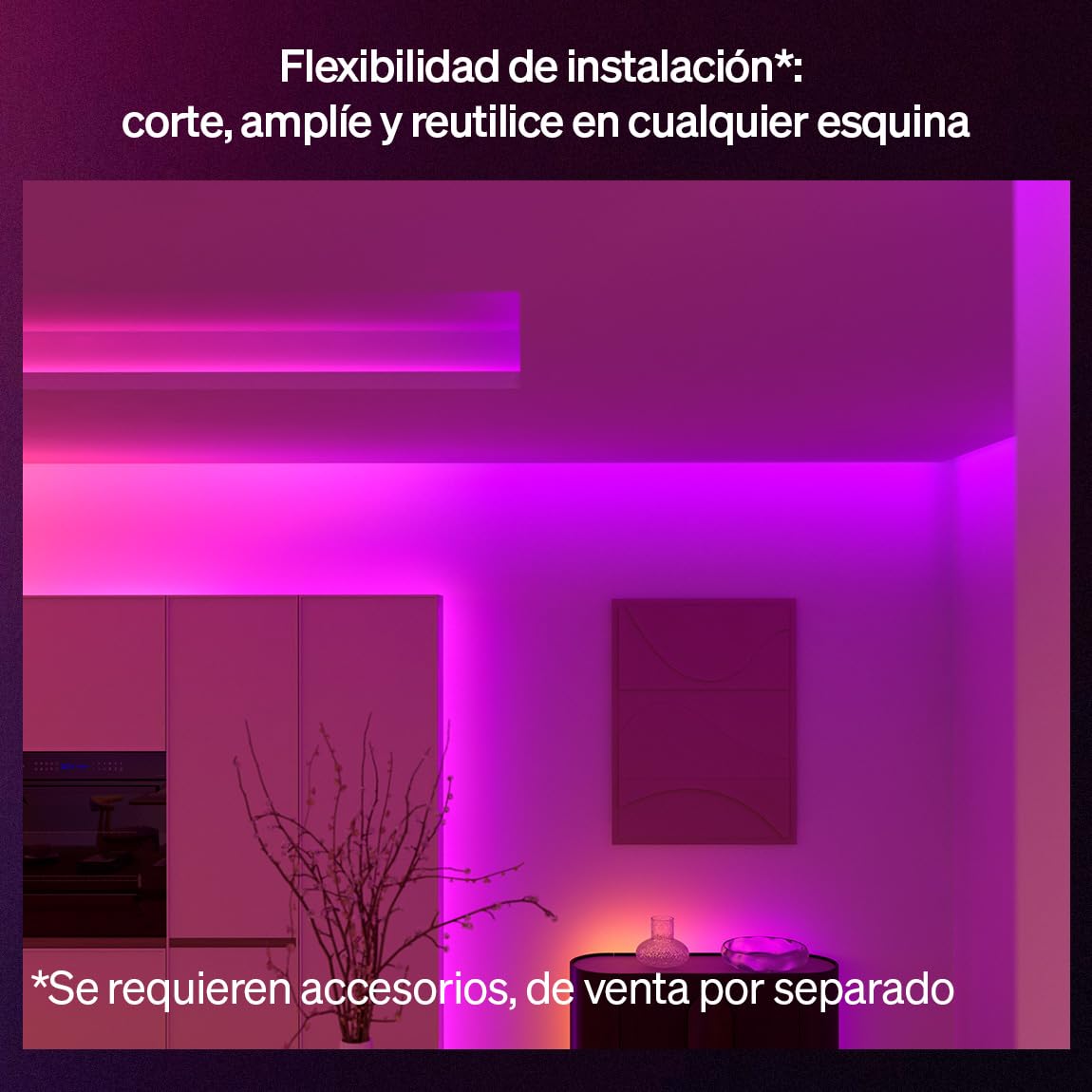 Philips Hue Flux Tira LED inteligente ultrabrillante 10M, 2900 lm, RGB, iluminación interior, tecnología Chromasync™, recortable, ampliable, control por app y voz, para Alexa, Google y Apple HomeKit