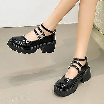 専用GRAPE Black Mary Jane Platform shoes 専用GRAPE Black Mary Jane Platform shoes Squared Mary Jane
