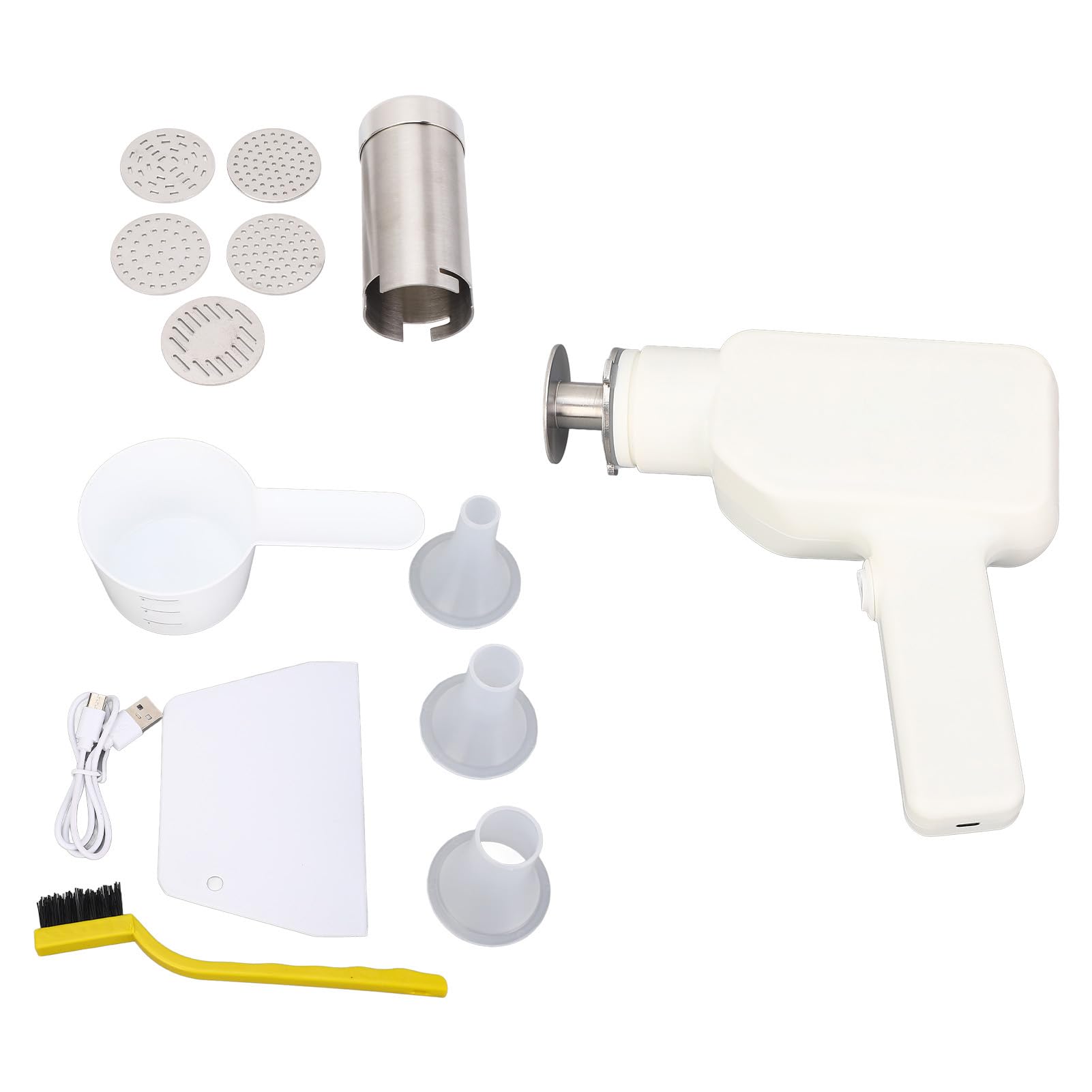 Cosiki Máquina Eléctrica de Mano Inalámbrica para Hacer Pasta, Máquina de Fideos Rápida para Cocinar en Familia, Capacidad de 200g (WHITE)