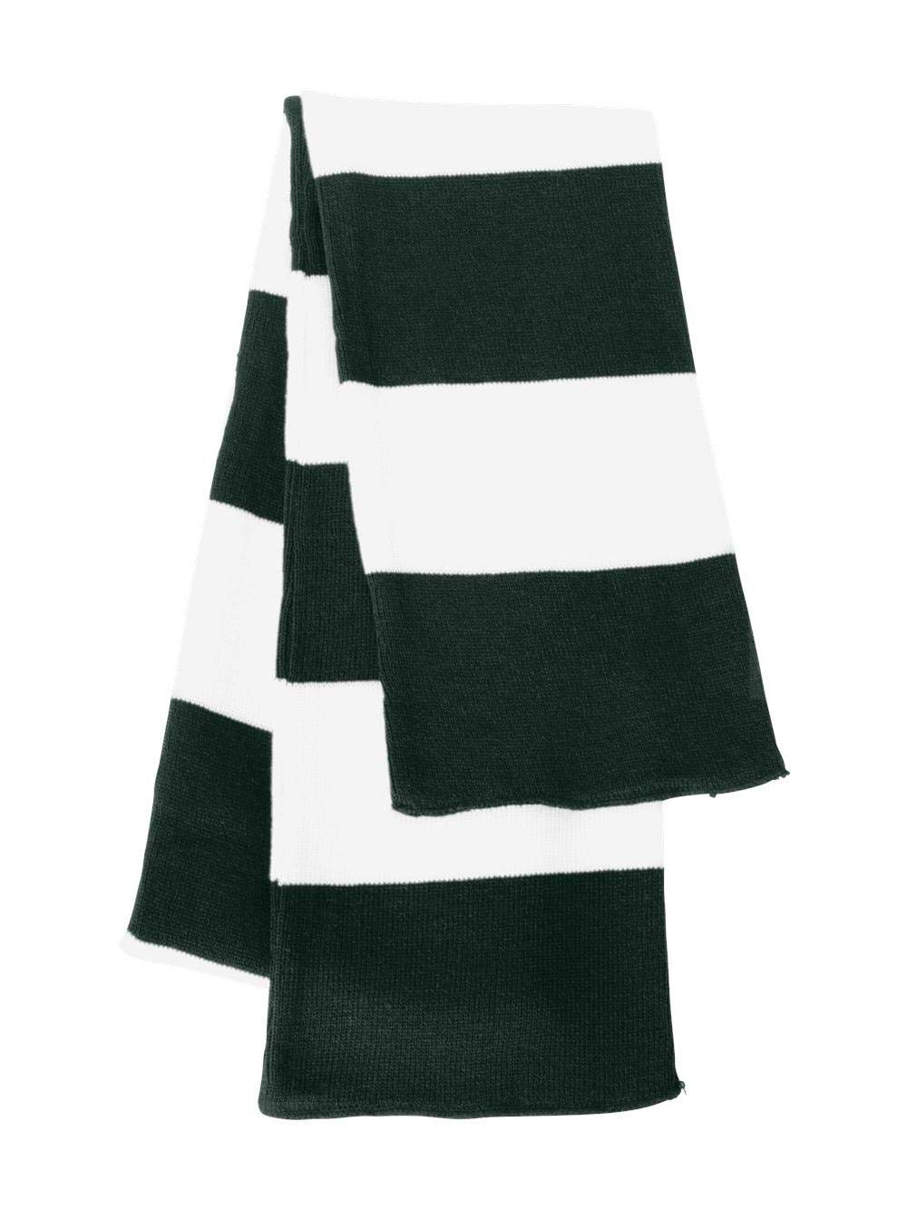 Sportsman Rugby-Striped Knit Scarf One Size Forest/White