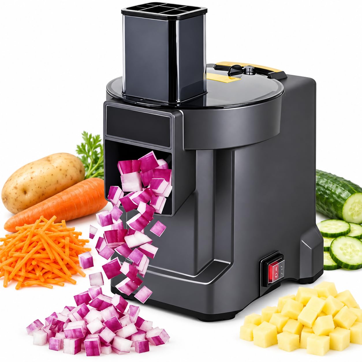 Picadora eléctrica de verduras, rodajas y rallados de 2,5 mm, 3 en 1