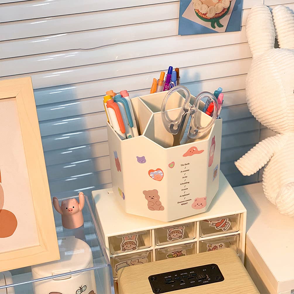 Porte-stylo Pot à crayons Papeterie Fournitures Organisateur de stockage Conteneur Enfants Crayons Ornement Conteneur Porte-stylo Bureau 360 degrés Rotation Crayon Organisateur Boîte de rangement Cont