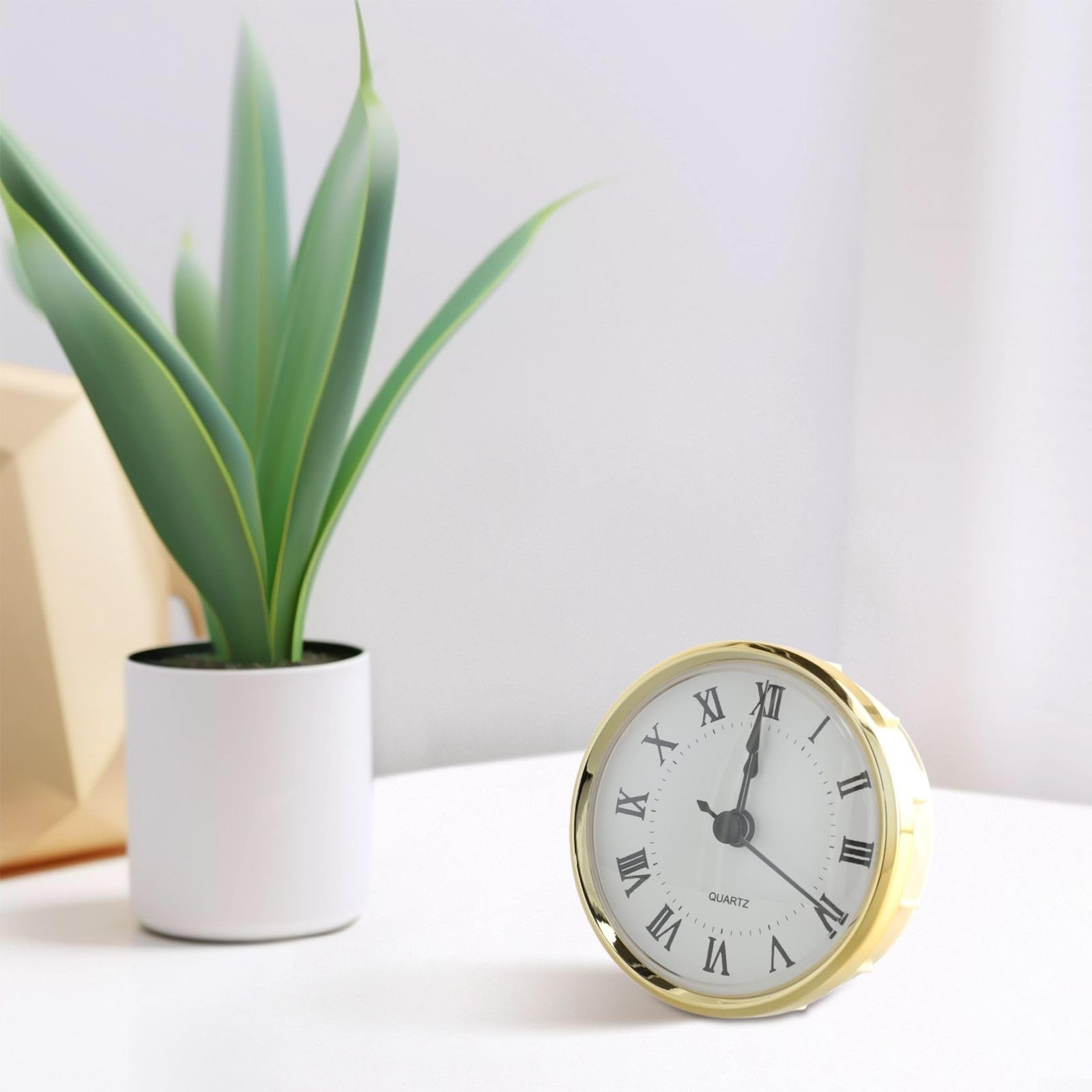 Eawfgtuw Reloj redondo con núcleo de reloj insertado, artesanía incrustada con cabeza de reloj de cuarzo, diámetro de 80 mm, bricolaje clásico (oro Roma)