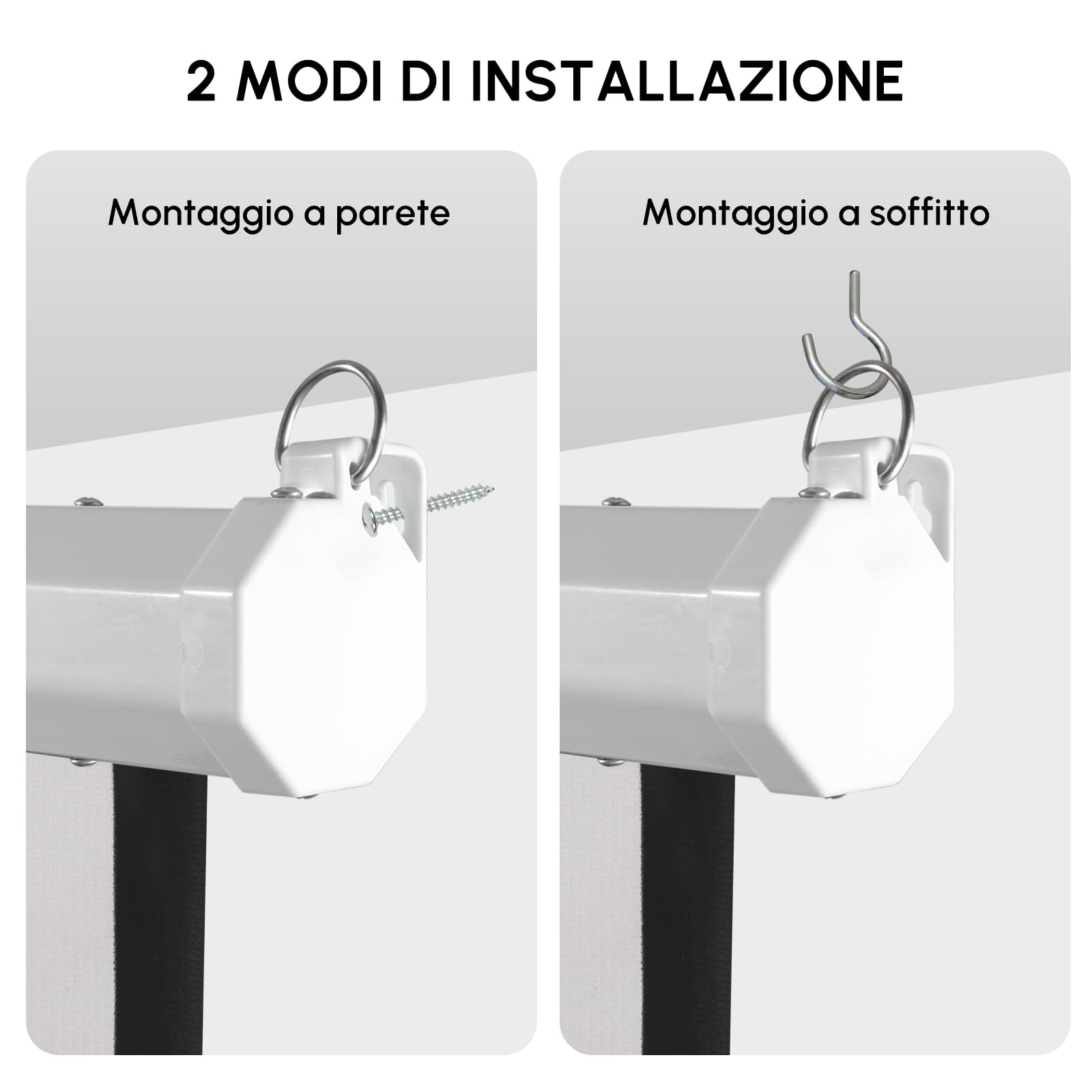Fabulcozy Schermo di Proiezione Motorizzato, Avvolgibile e a Scomparsa da 84 Pollici Formati 4:3 Bianco per Proiettore 171x130cm