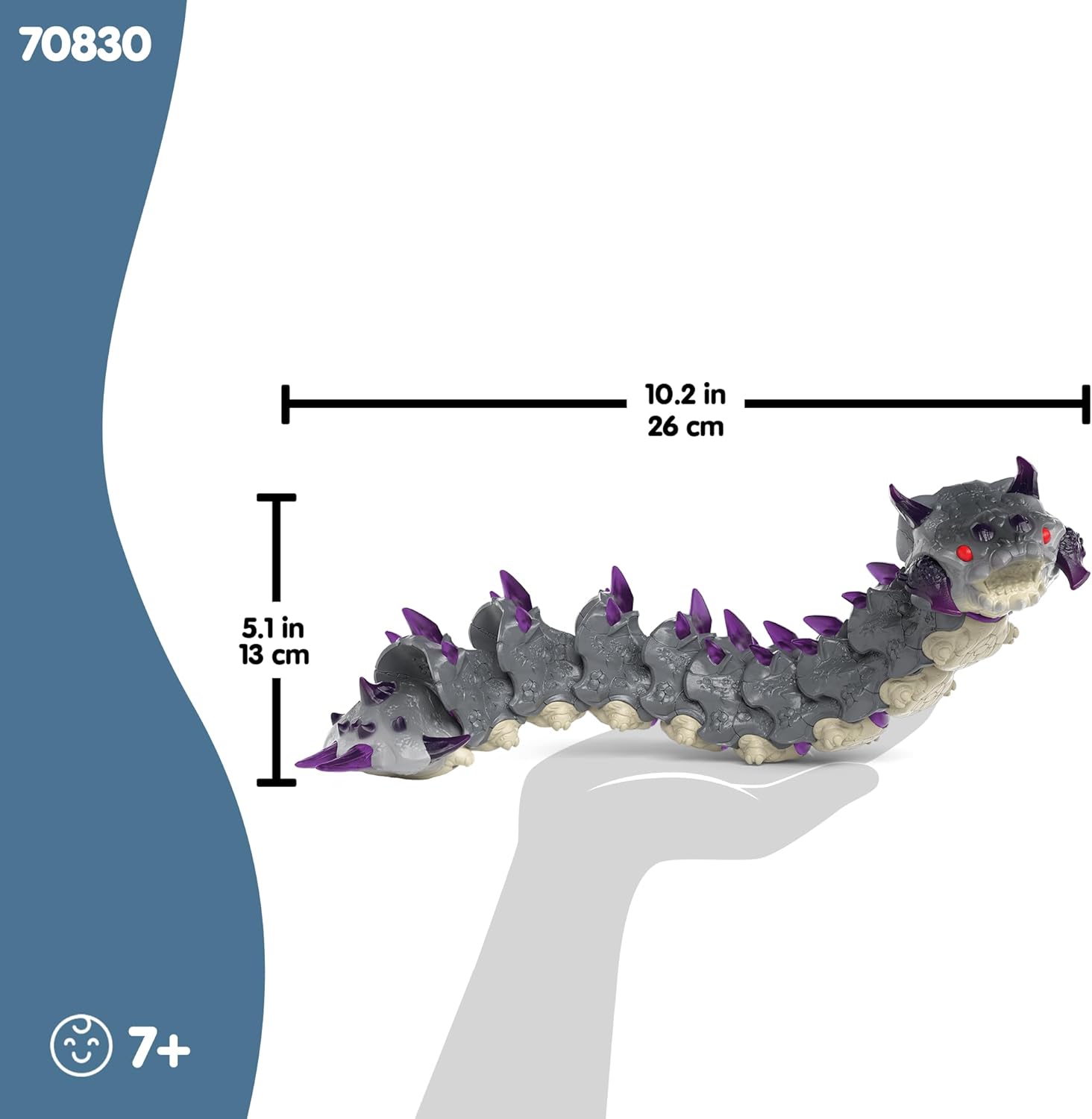 schleich Eldrador Creatures - 10” Shadow Worm Action Figure with Movable Body - Spiked Bug Monster Toy for Battle Fun - Large Beast Figurine for Imaginative Play for Boys and Girls - Kids 7+ | 70830