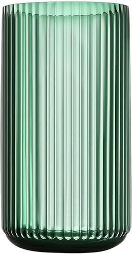Miniatura 9 de Florero cilíndrico pequeño de cristal verde acanalado para decoración de centros de mesa de comedor de granja