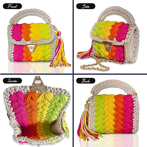 Image of Evening Clutch Bag for Women, Handmade Crochet Wedding Party Purse, Small Flap Formal Crossbody Handbag Evening Clutch