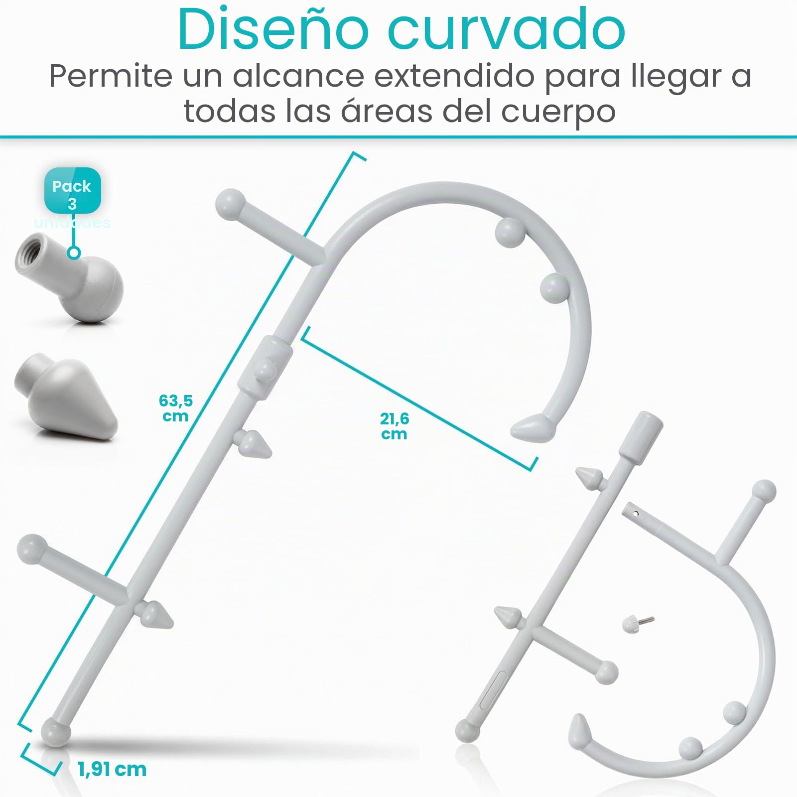 Vive Bastón masajeador de espalda y cuello, herramientas de masaje de punto de activación para aliviar el dolor y los músculos, terapia de gancho de mano para cuello, hombros, ayuda de liberación