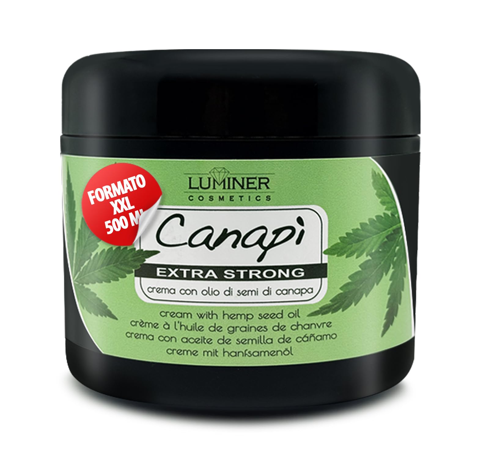 Luminer Crema de aceite de semillas de Cáñamo 500 ml – Gel de masaje con aceite de semillas de cáñamo, árnica y harpagofito – Rápida absorción