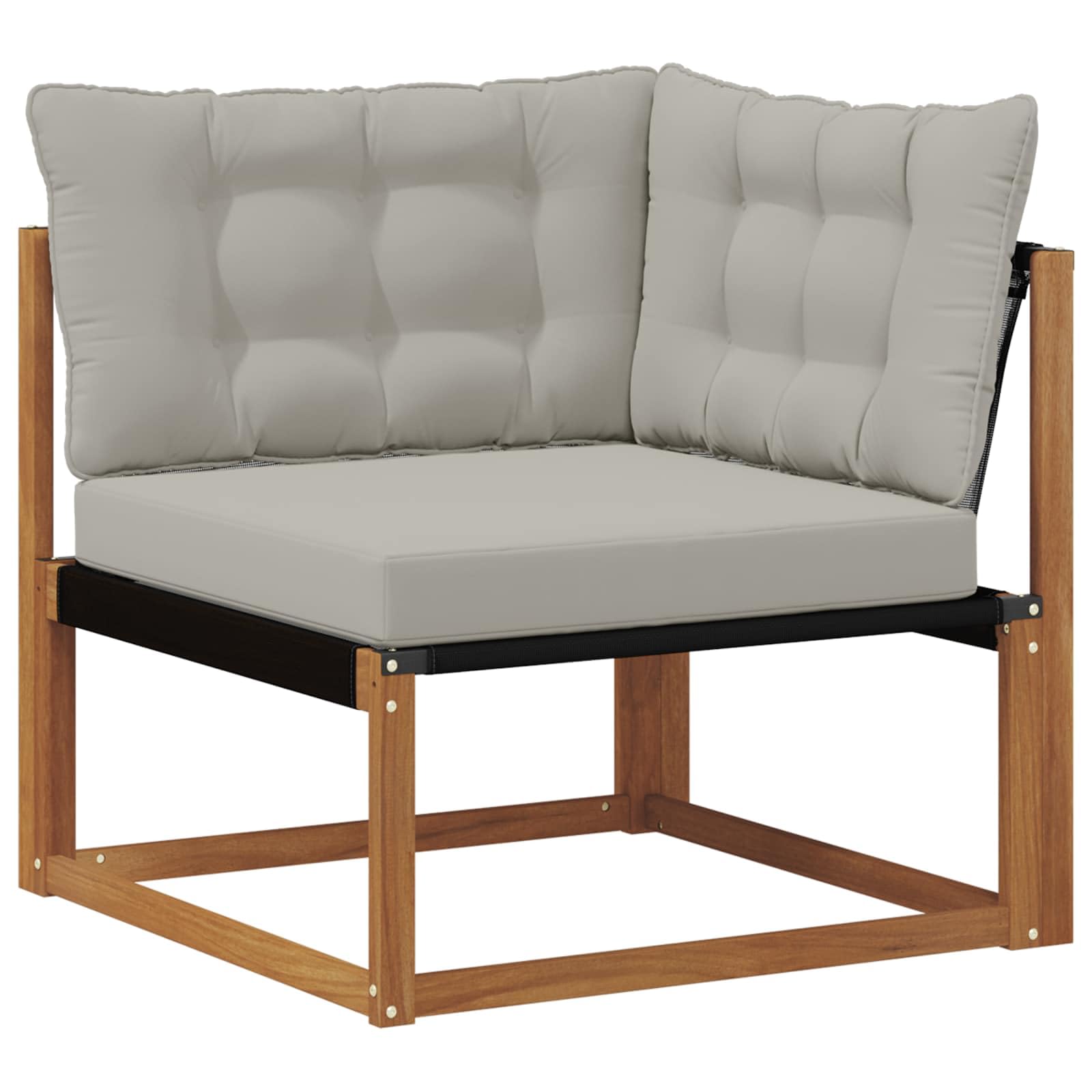 Gartenmöbelgarnitur mit 8 Teilen aus Massivholz Akazie für Terrasse Balkon und Garten, wetterfestes Sitzgruppe Set mit Kissen, modernes Design, inklusive Tisch, Sofas, Hocker und Kissen
