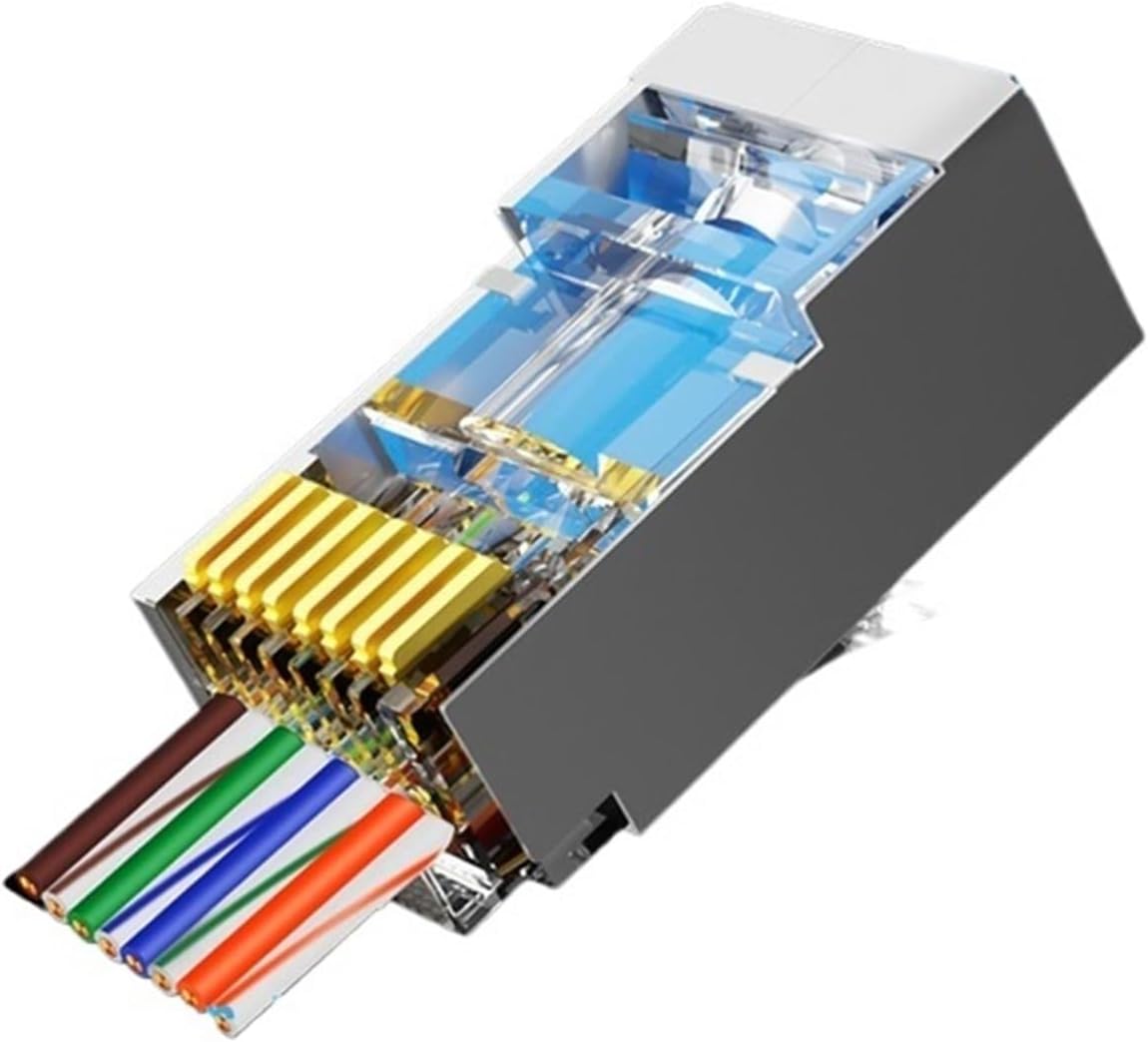 50pcs RJ45 Cat5e Cat6 Connectors 30μ Plated 3-Pin 8P8C Modular - 1.1mm(STP Cat6-1.1mm)