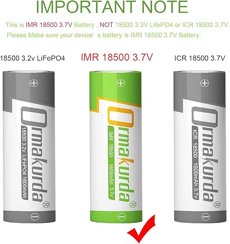 Miniatura 7 de Batería 18500 con parte superior plana, 18500 baterías recargables de iones de litio de 3.7 V 1600 mAh para luz solar de jardín, linterna, paquete