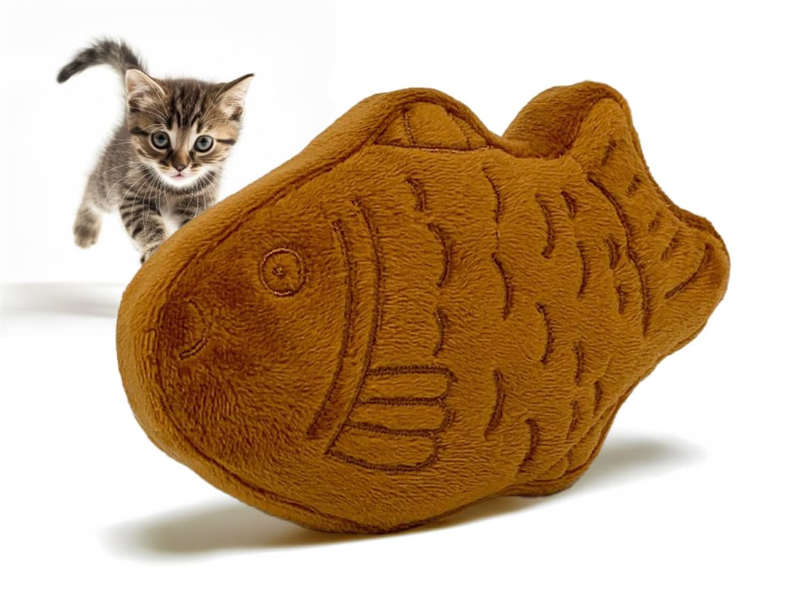 munchiecat Japanese Taiyaki Toy with Organic Catnip | Refillable, Washable for Cats and Kittens | Crinkles