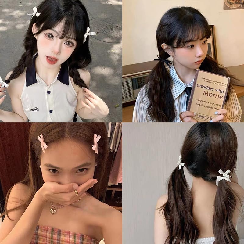 Miniatura 3 de ShiQiao Spl Pinza para el cabello, pinza para el cabello para mujeres y niñas, pasadores de satén con lazo para mujeres y niñas, 6 piezas (negro,