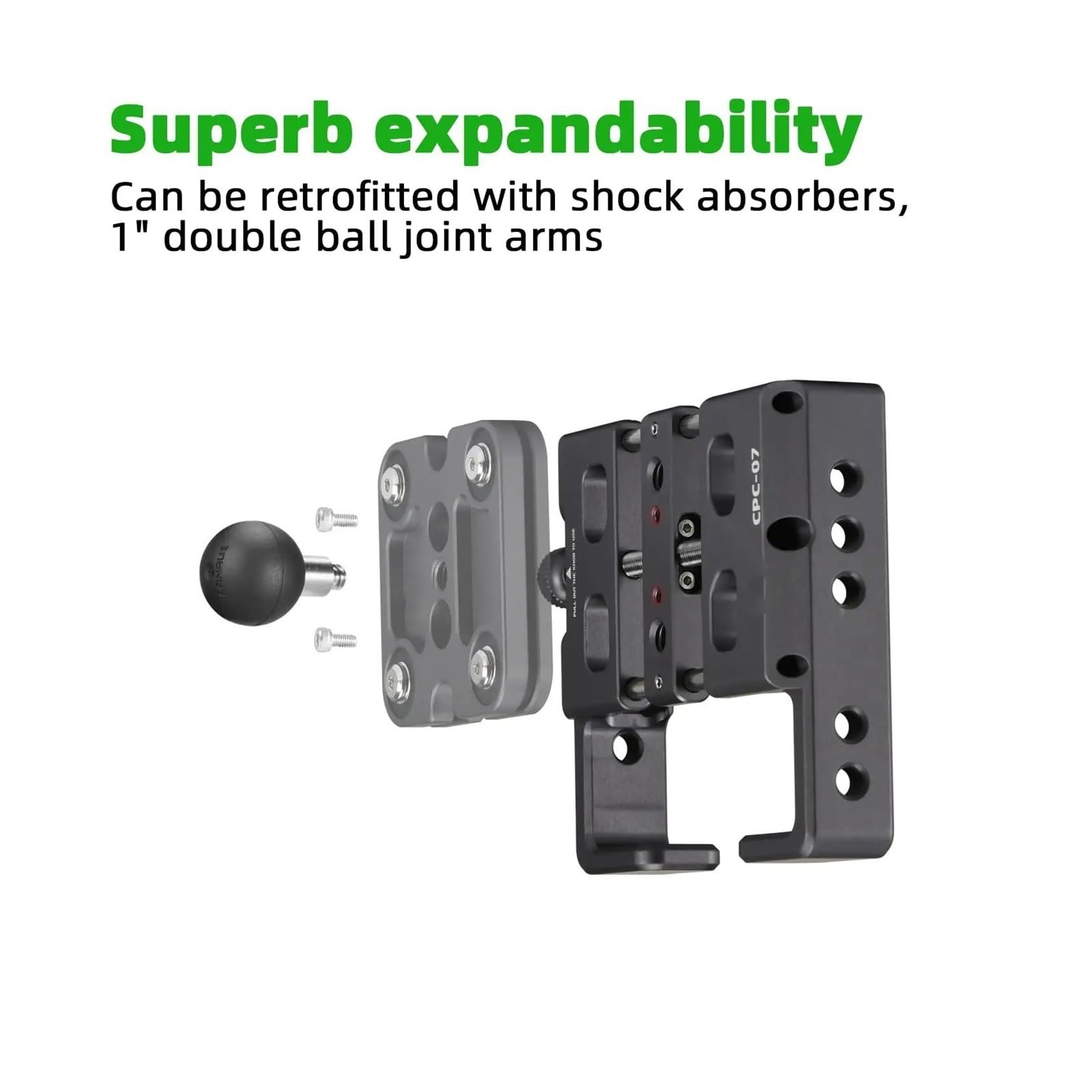 Support Telephone Velo Moto Support De Smartphone Casque Téléphone Portable pour Voiture Moto 1 Pouce Universel Détecteur Poissons À Boule(CPC-07)